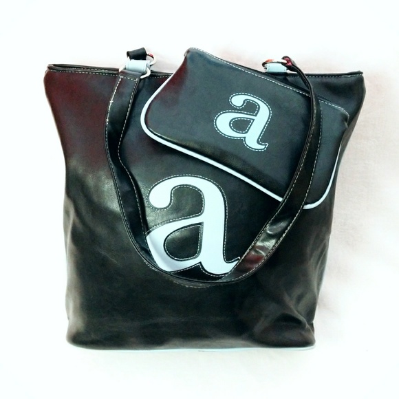 Handbags - Monogram A Faux Leather Large Tote Bag w Wallet